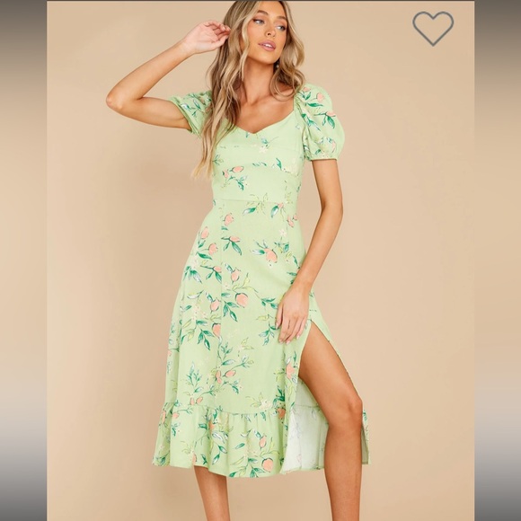 Oh So Fresh Pastel Green Floral Print Midi Dress - Picture 1 of 4